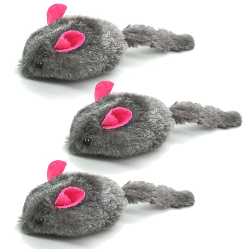 SunGrow Squeaky Plush Mice for Cats, 3 Tug Squeaker Chews for Kittens' Interactive Fun, Hide and Seek Activity, Soft Stuffed Fetch for Ferrets - Image 1
